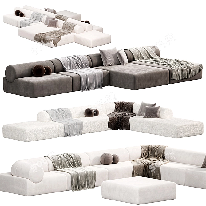 Sleek Design Pipeline Sofa Set 3D model image 4
