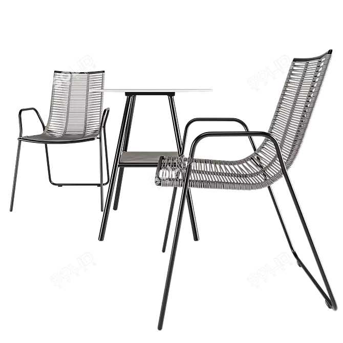 Modern Elba Table Chair Set 3D model image 2