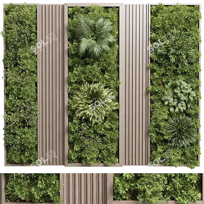 Wooden Frame Vertical Wall Garden 3D model image 1