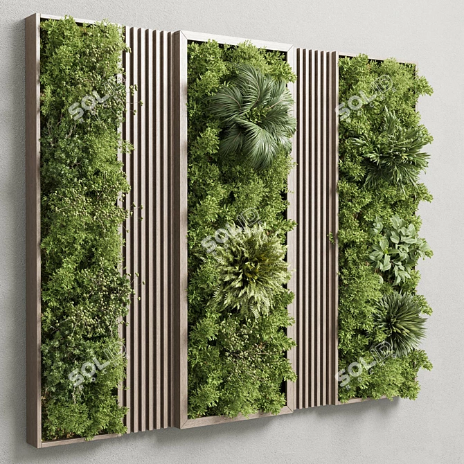 Wooden Frame Vertical Wall Garden 3D model image 2