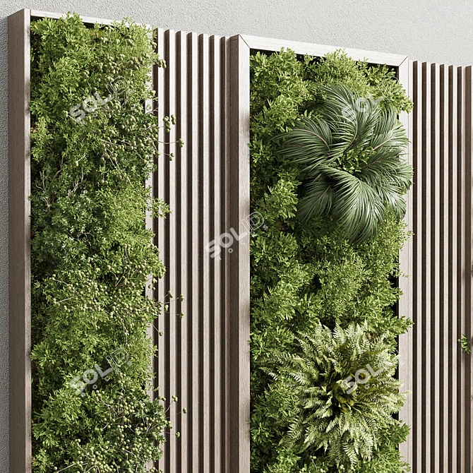 Wooden Frame Vertical Wall Garden 3D model image 3