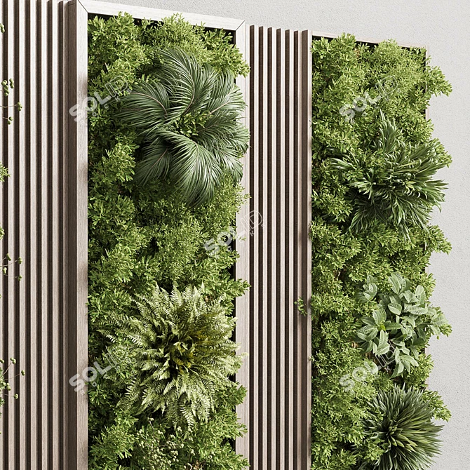 Wooden Frame Vertical Wall Garden 3D model image 4