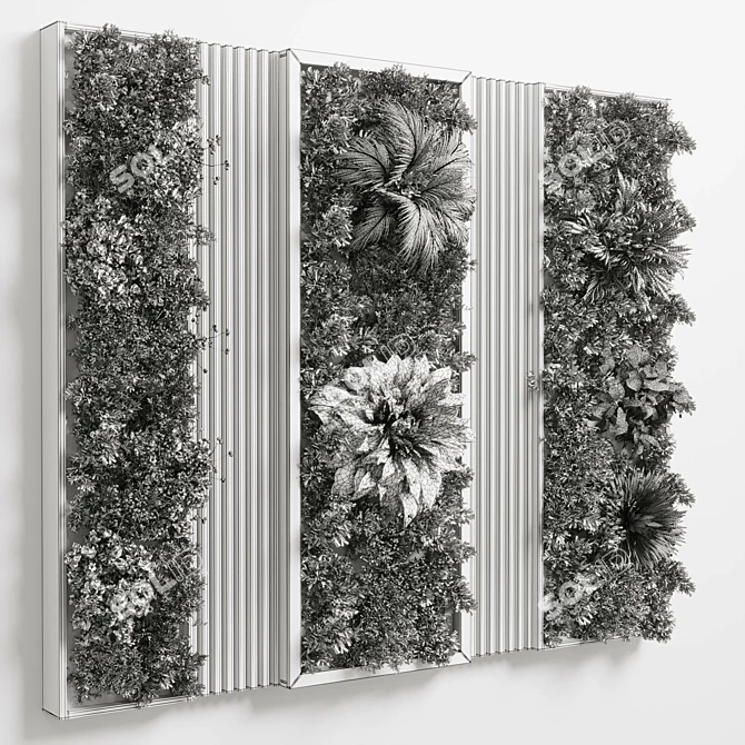 Wooden Frame Vertical Wall Garden 3D model image 7