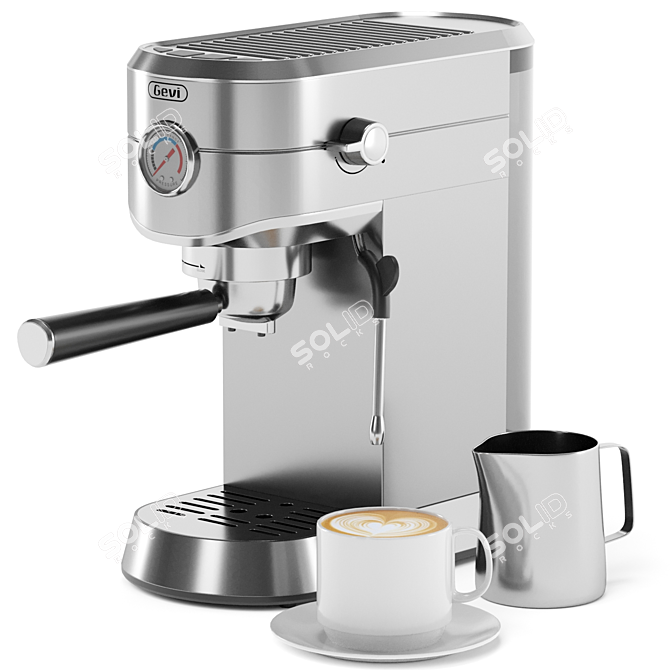 Compact Espresso Coffee Machine, Beige 3D model image 3