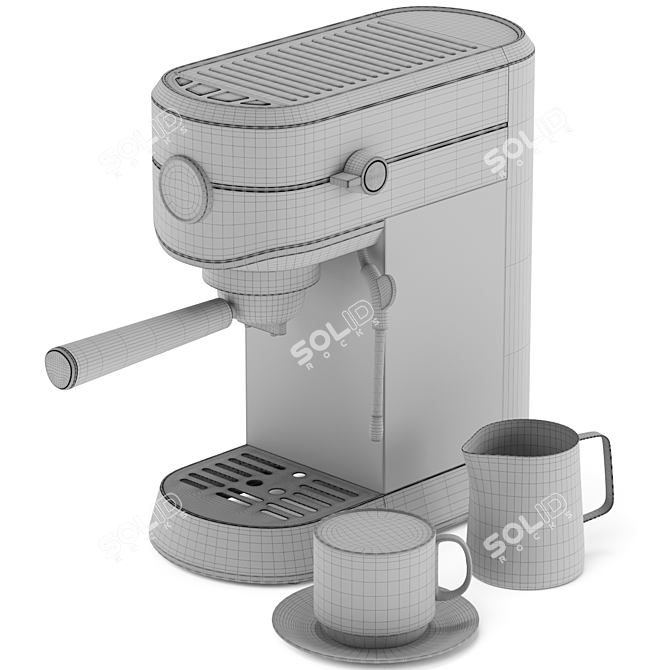 Compact Espresso Coffee Machine, Beige 3D model image 7