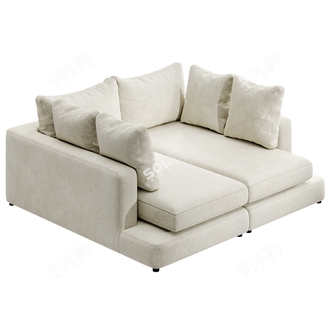 Modern Beige Chaise Longue Sofa 3D model image 1