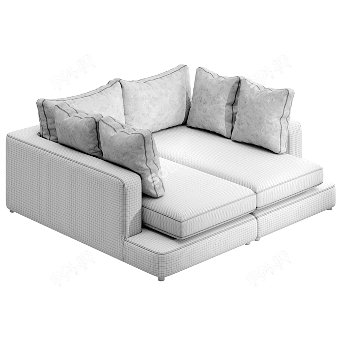 Modern Beige Chaise Longue Sofa 3D model image 2