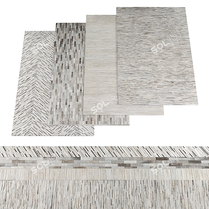  Modern Rugs Set 4 Pieces 3D model image 1