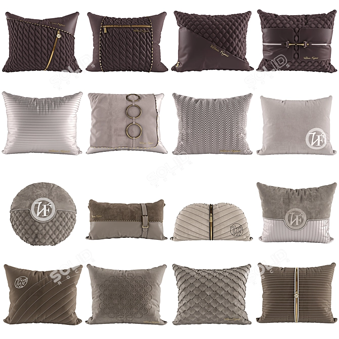 Luxury Decorative Cushions Pack 3D model image 1