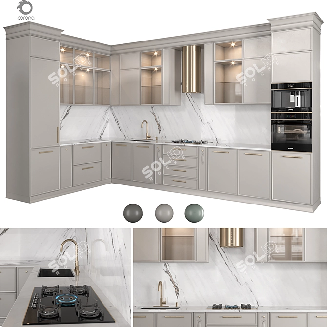 Modern Kitchen 3D Model Kit 3D model image 1