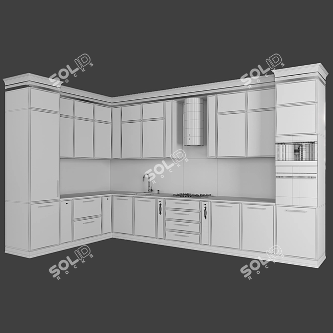 Modern Kitchen 3D Model Kit 3D model image 6