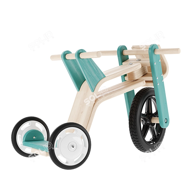 Wooden Kids Bike Model Kit 3D model image 3