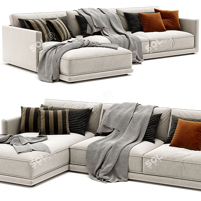 Braxton 2PC Sectional: Contemporary Comfort 3D model image 1