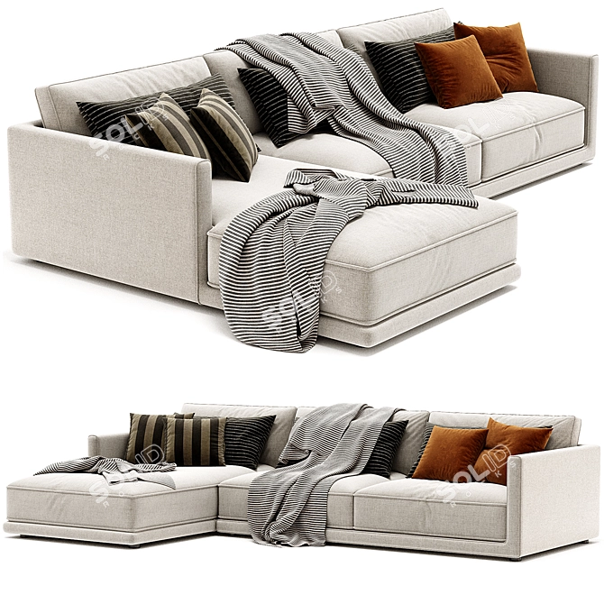 Braxton 2PC Sectional: Contemporary Comfort 3D model image 2