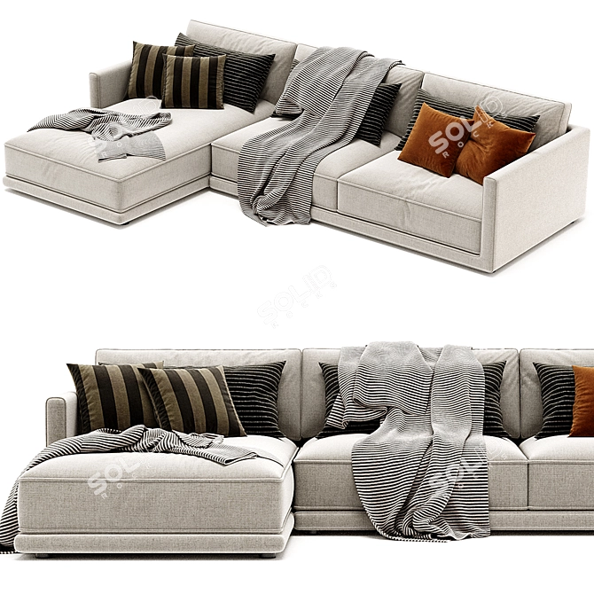 Braxton 2PC Sectional: Contemporary Comfort 3D model image 3
