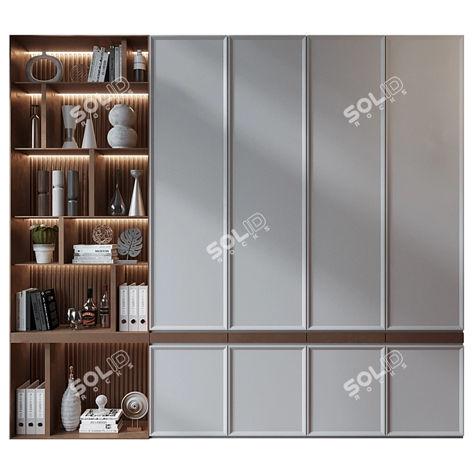 Contemporary Wooden Bookshelf GHS-2400 3D model image 1