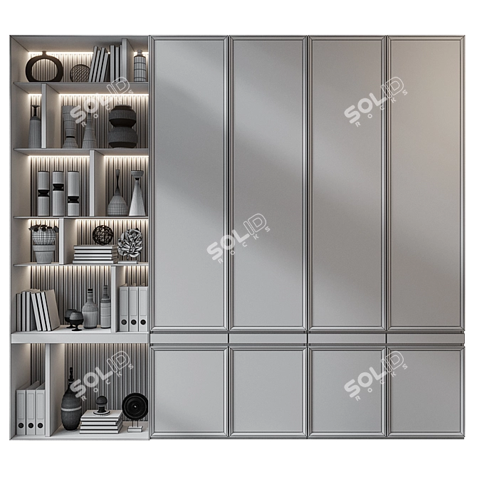 Contemporary Wooden Bookshelf GHS-2400 3D model image 2