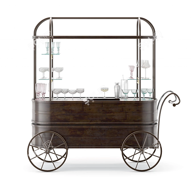 Party Cocktail Mixer Trolley 3D model image 3