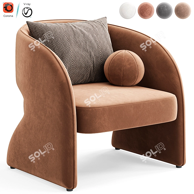 Elegant Rosalia Chair for Home 3D model image 3