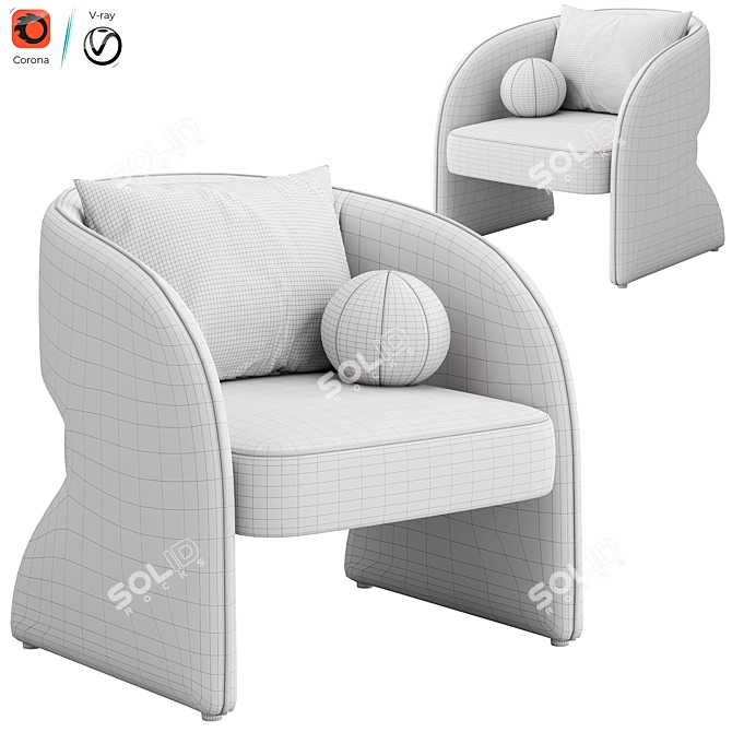 Elegant Rosalia Chair for Home 3D model image 6