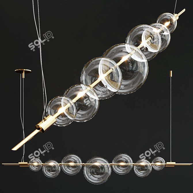 Contemporary Handmade Brass LED Chandelier 3D model image 2