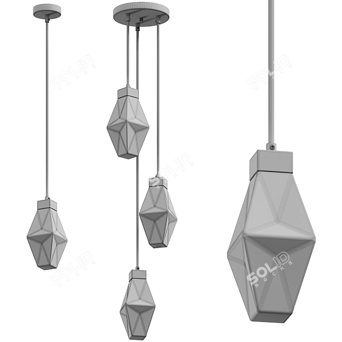 Elegant Coctail Time Pendant Light 3D model image 2