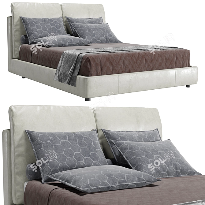 Luxury Italian Design Bed Set 3D model image 1