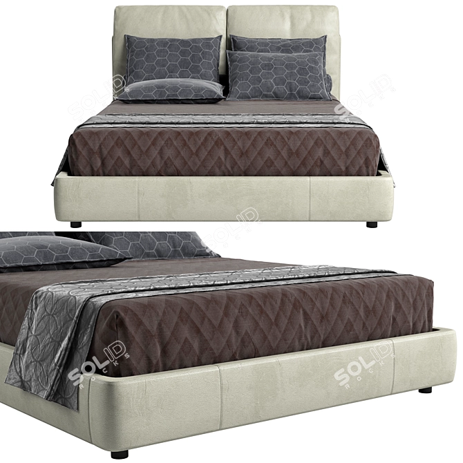 Luxury Italian Design Bed Set 3D model image 7