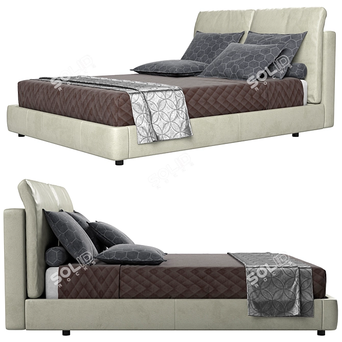 Luxury Italian Design Bed Set 3D model image 8