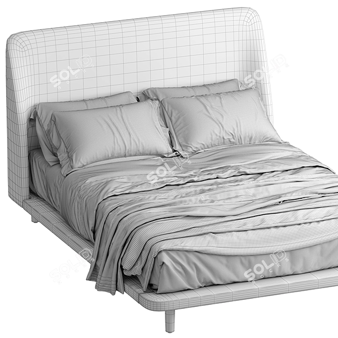 Layton Low Upholstered Bed Queen 3D model image 7