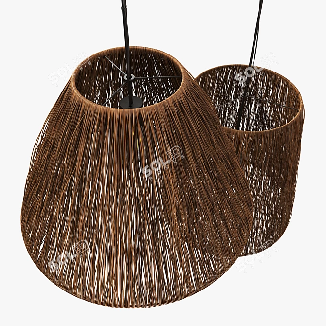 Handcrafted Wicker Lamp 3D Model 3D model image 2