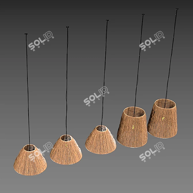 Handcrafted Wicker Lamp 3D Model 3D model image 5