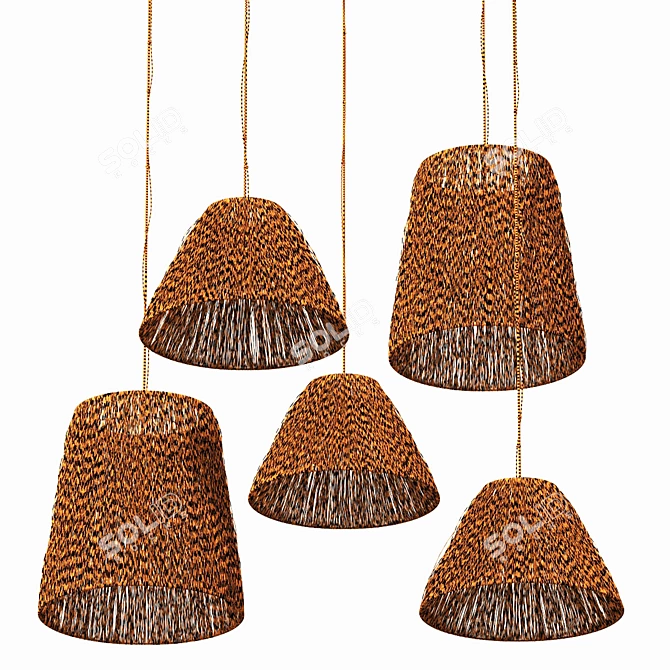 Handcrafted Wicker Lamp 3D Model 3D model image 7