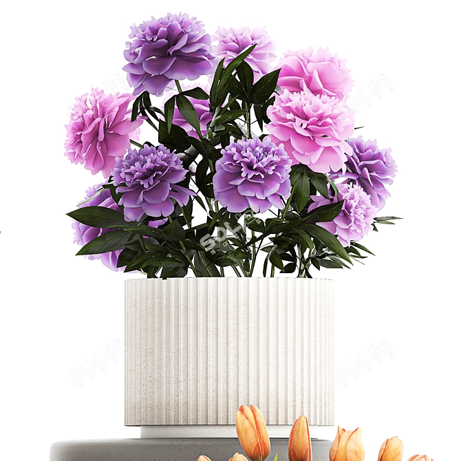 Modern Concrete Planters & Floral Collection 3D model image 3