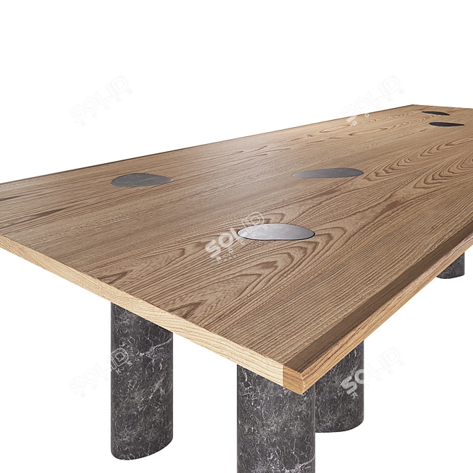 Osmose Porada Walnut Marble Dining Table 3D model image 3