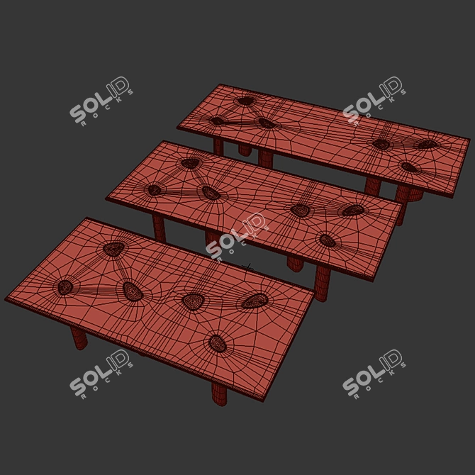 Osmose Porada Walnut Marble Dining Table 3D model image 7