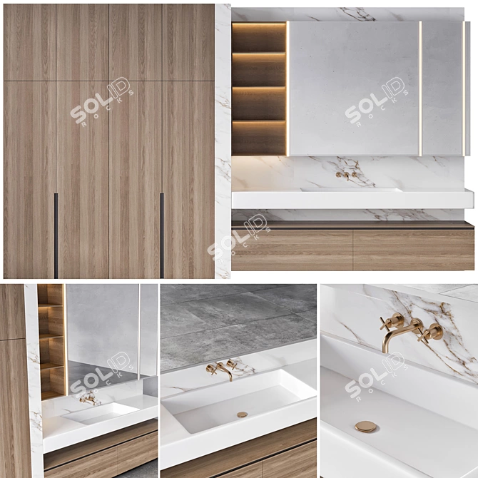 Modern Bathroom Furniture Set 18 3D model image 2