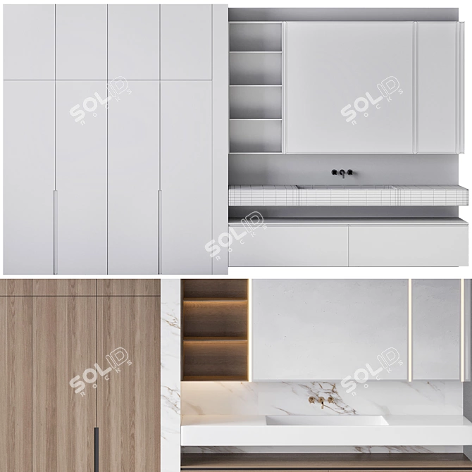 Modern Bathroom Furniture Set 18 3D model image 8