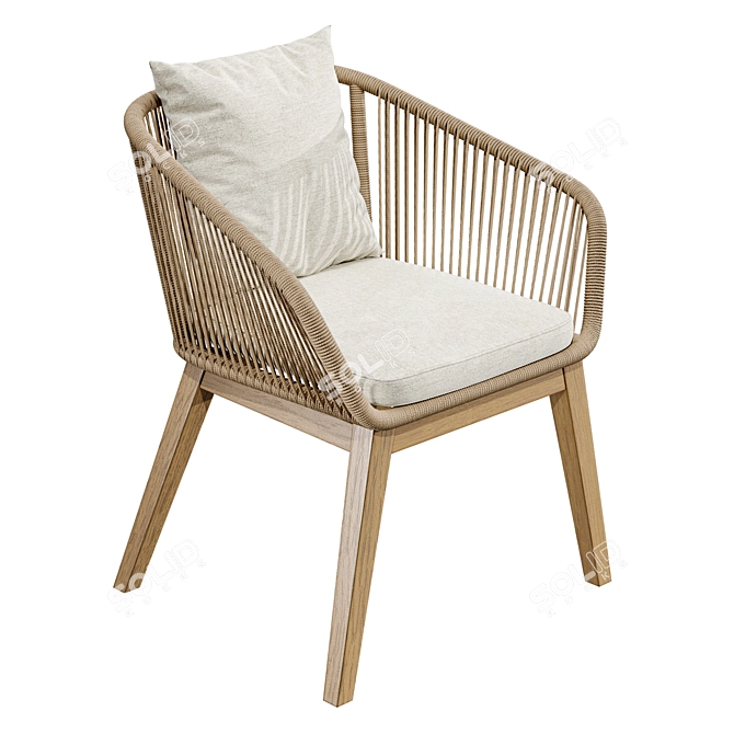 Modern Beige Rope Chair 3D model image 1