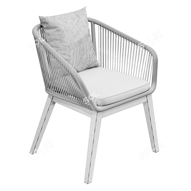 Modern Beige Rope Chair 3D model image 2