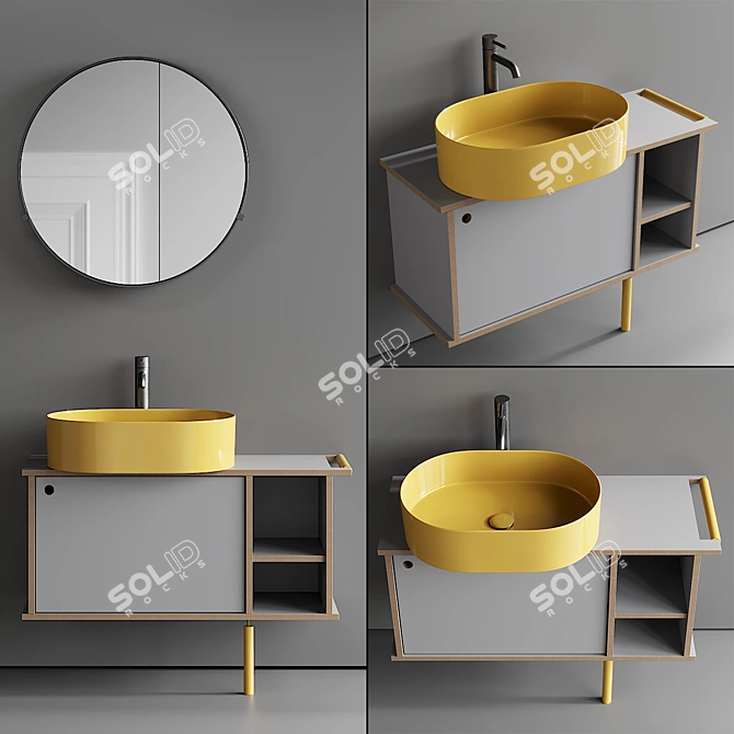 Cielo Theo Vanity Washbasin Set 3D model image 1