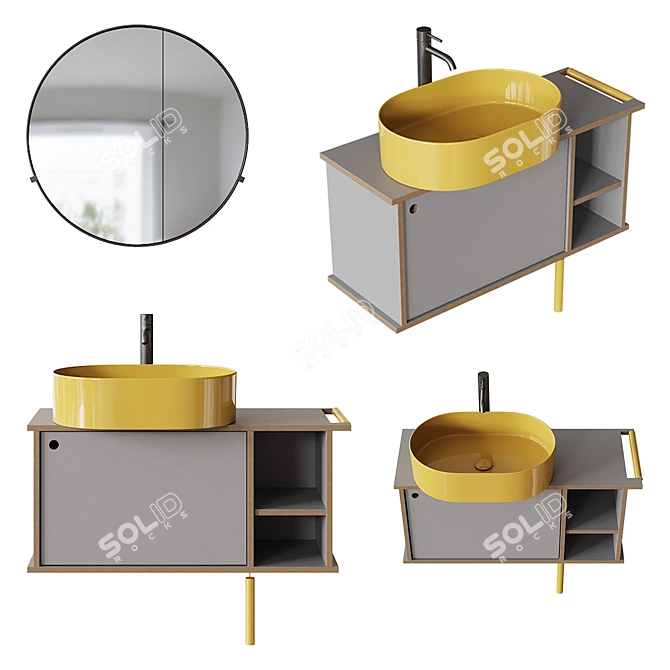 Cielo Theo Vanity Washbasin Set 3D model image 6