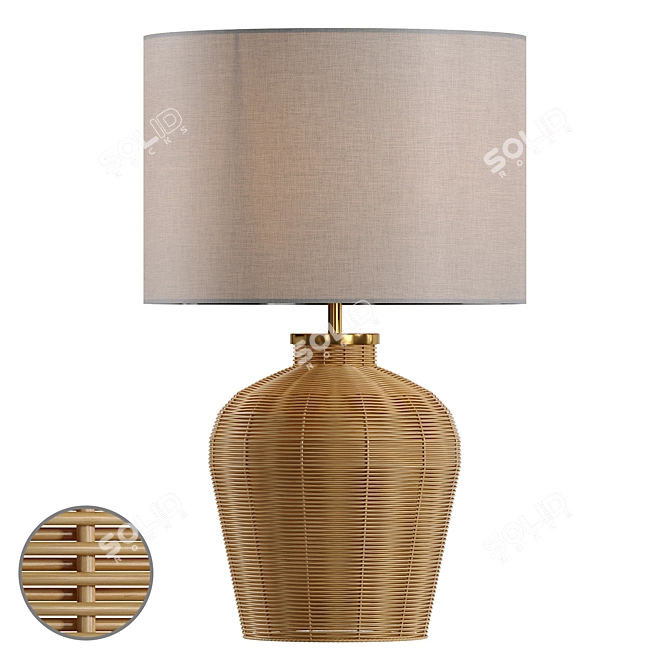 Natural Cane Rattle Table Lamp 3D model image 1