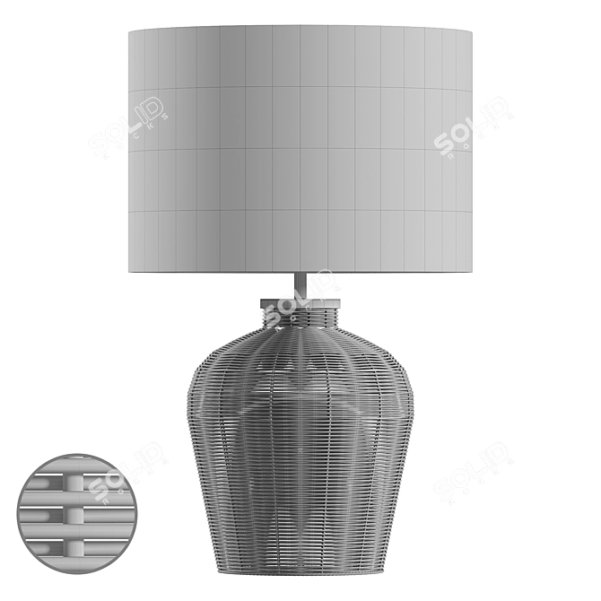 Natural Cane Rattle Table Lamp 3D model image 2