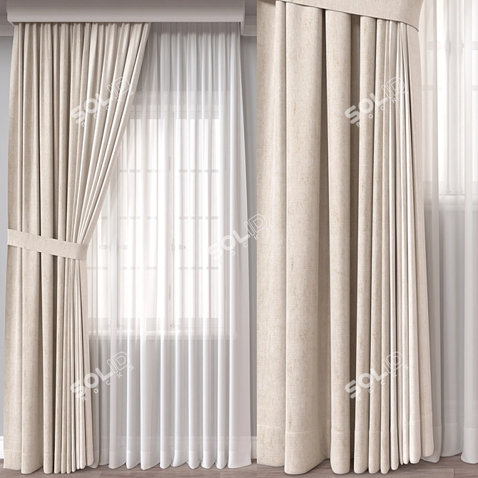 Modern 3D Curtain Model, 44604 Polygons 3D model image 1