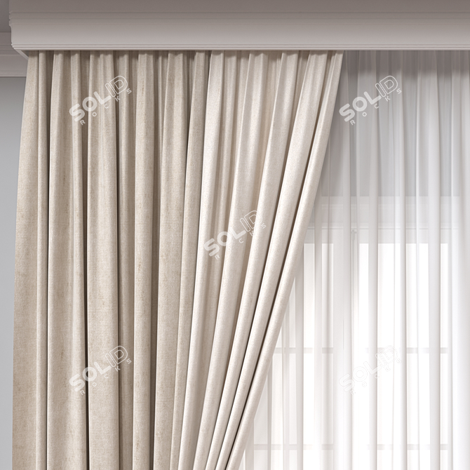 Modern 3D Curtain Model, 44604 Polygons 3D model image 2