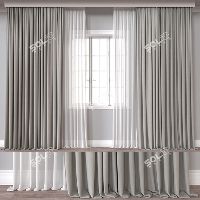 High-Quality Curtain Model with Various Exports 3D model image 1