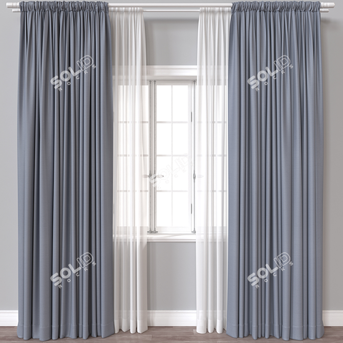 Modern 3D Curtain Model Variants 3D model image 1