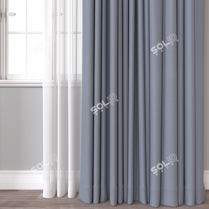 Modern 3D Curtain Model Variants 3D model image 2