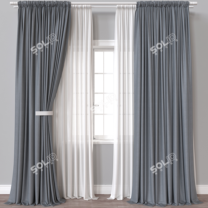 Versatile 3D Curtain Model Bedsheet 3D model image 1